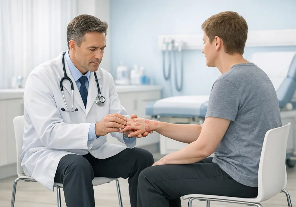 چگونه می‌توانم سابقه و تخصص پزشکان یک مرکز درمان پسوریازیس را بررسی کنم؟