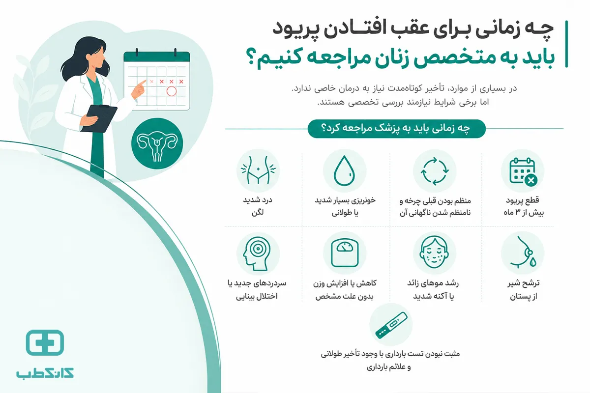 چه زمانی برای عقب افتادن پریود باید به متخصص زنان مراجعه کنیم